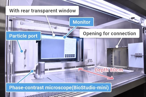 Example of equipment in the biosafety cabinet.